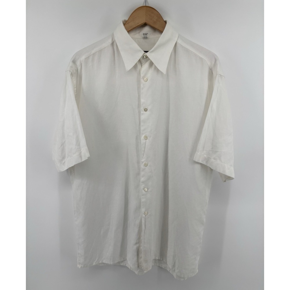 Salvatore Ferragamo Linen Short Sleeve Button Up Shirt Men's XL Italy $875